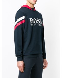 dunkelblauer bedruckter Pullover mit einem Kapuze von BOSS HUGO BOSS