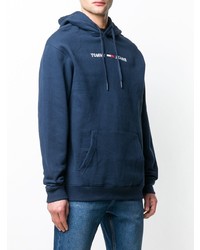 dunkelblauer bedruckter Pullover mit einem Kapuze von Tommy Jeans