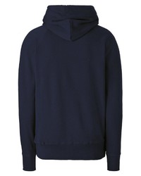 dunkelblauer bedruckter Pullover mit einem Kapuze von Logoshirt