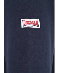 dunkelblauer bedruckter Pullover mit einem Kapuze von Lonsdale