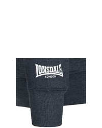 dunkelblauer bedruckter Pullover mit einem Kapuze von Lonsdale