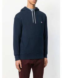 dunkelblauer bedruckter Pullover mit einem Kapuze von MAISON KITSUNÉ