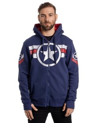 dunkelblauer bedruckter Pullover mit einem Kapuze von Marvel