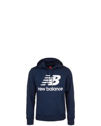 dunkelblauer bedruckter Pullover mit einem Kapuze von New Balance