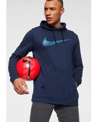 dunkelblauer bedruckter Pullover mit einem Kapuze von Nike