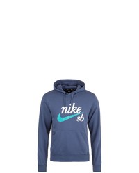 dunkelblauer bedruckter Pullover mit einem Kapuze von Nike SB