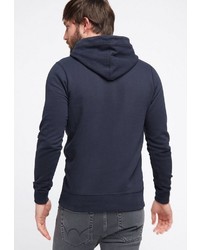 dunkelblauer bedruckter Pullover mit einem Kapuze von Petrol Industries