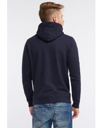 dunkelblauer bedruckter Pullover mit einem Kapuze von Petrol Industries