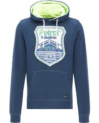 dunkelblauer bedruckter Pullover mit einem Kapuze von Petrol Industries