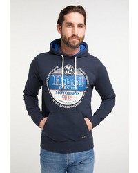 dunkelblauer bedruckter Pullover mit einem Kapuze von Petrol Industries