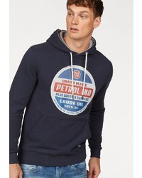 dunkelblauer bedruckter Pullover mit einem Kapuze von Petrol Industries