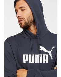 dunkelblauer bedruckter Pullover mit einem Kapuze von Puma