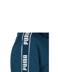 dunkelblauer bedruckter Pullover mit einem Kapuze von Puma