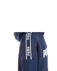 dunkelblauer bedruckter Pullover mit einem Kapuze von Puma