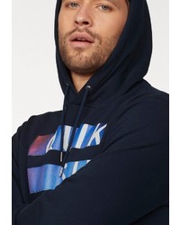 dunkelblauer bedruckter Pullover mit einem Kapuze von Quiksilver