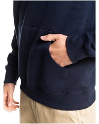 dunkelblauer bedruckter Pullover mit einem Kapuze von Quiksilver