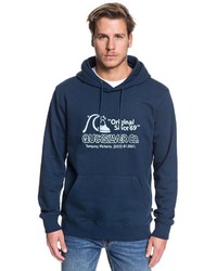 dunkelblauer bedruckter Pullover mit einem Kapuze von Quiksilver