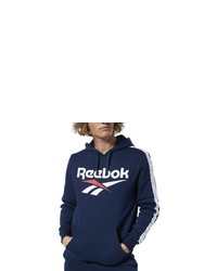 dunkelblauer bedruckter Pullover mit einem Kapuze von Reebok Classic