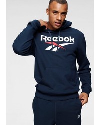 dunkelblauer bedruckter Pullover mit einem Kapuze von Reebok Classic