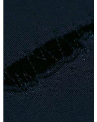 dunkelblauer bedruckter Pullover mit einem Kapuze von Alexander McQueen