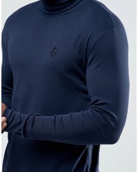 dunkelblauer bedruckter Pullover mit einem Kapuze von Criminal Damage