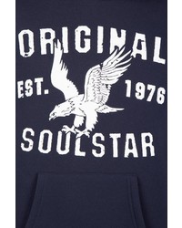 dunkelblauer bedruckter Pullover mit einem Kapuze von SOULSTAR