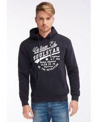 dunkelblauer bedruckter Pullover mit einem Kapuze von SOULSTAR