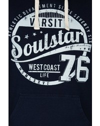 dunkelblauer bedruckter Pullover mit einem Kapuze von SOULSTAR