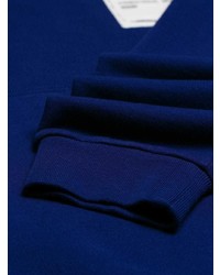 dunkelblauer bedruckter Pullover mit einem Kapuze von Maison Margiela