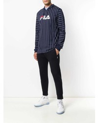 dunkelblauer bedruckter Pullover mit einem Kapuze von Fila