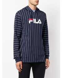 dunkelblauer bedruckter Pullover mit einem Kapuze von Fila