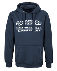 dunkelblauer bedruckter Pullover mit einem Kapuze von Sublevel