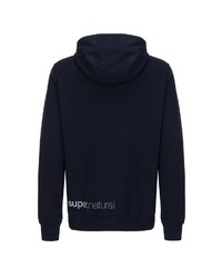 dunkelblauer bedruckter Pullover mit einem Kapuze von super natural