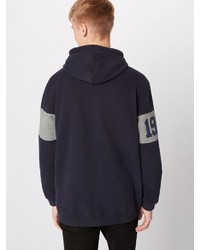 dunkelblauer bedruckter Pullover mit einem Kapuze von Superdry