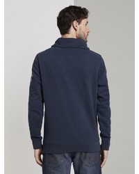 dunkelblauer bedruckter Pullover mit einem Kapuze von Tom Tailor