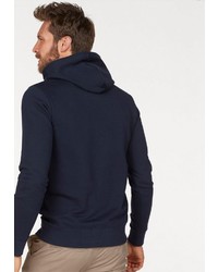 dunkelblauer bedruckter Pullover mit einem Kapuze von Tom Tailor Denim