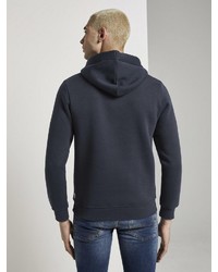 dunkelblauer bedruckter Pullover mit einem Kapuze von Tom Tailor Denim