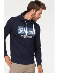 dunkelblauer bedruckter Pullover mit einem Kapuze von Tom Tailor Denim