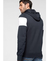 dunkelblauer bedruckter Pullover mit einem Kapuze von TOM TAILOR POLO TEAM