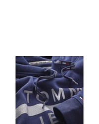 dunkelblauer bedruckter Pullover mit einem Kapuze von Tommy Jeans
