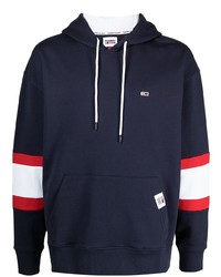 dunkelblauer bedruckter Pullover mit einem Kapuze von Tommy Jeans