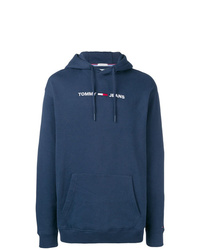 dunkelblauer bedruckter Pullover mit einem Kapuze von Tommy Jeans