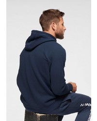 dunkelblauer bedruckter Pullover mit einem Kapuze von Under Armour