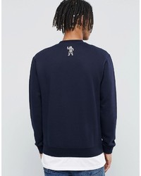 dunkelblauer bedruckter Pullover mit einem Rundhalsausschnitt von Billionaire Boys Club