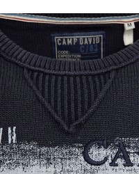 dunkelblauer bedruckter Pullover mit einem Rundhalsausschnitt von Camp David