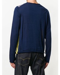 dunkelblauer bedruckter Pullover mit einem Rundhalsausschnitt von Comme Des Garcons SHIRT