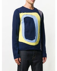 dunkelblauer bedruckter Pullover mit einem Rundhalsausschnitt von Comme Des Garcons SHIRT