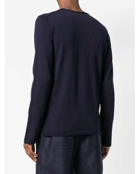 dunkelblauer bedruckter Pullover mit einem Rundhalsausschnitt von Comme Des Garcons SHIRT