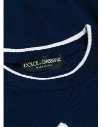 dunkelblauer bedruckter Pullover mit einem Rundhalsausschnitt von Dolce & Gabbana