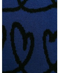 dunkelblauer bedruckter Pullover mit einem Rundhalsausschnitt von Fendi